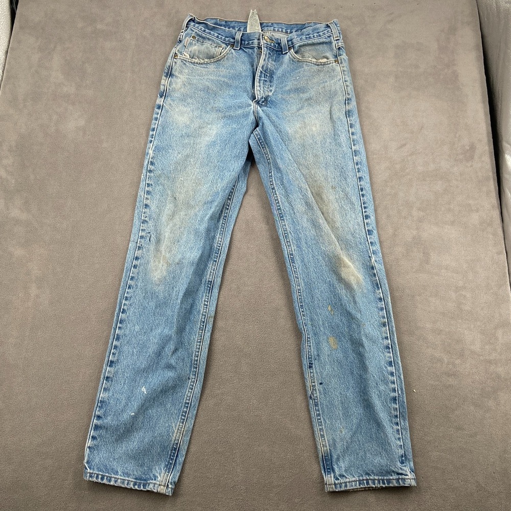 Carhartt Carpenter Work Jeans Mens 33x34 Blue Denim Y2k Relaxed Fit Straight Leg